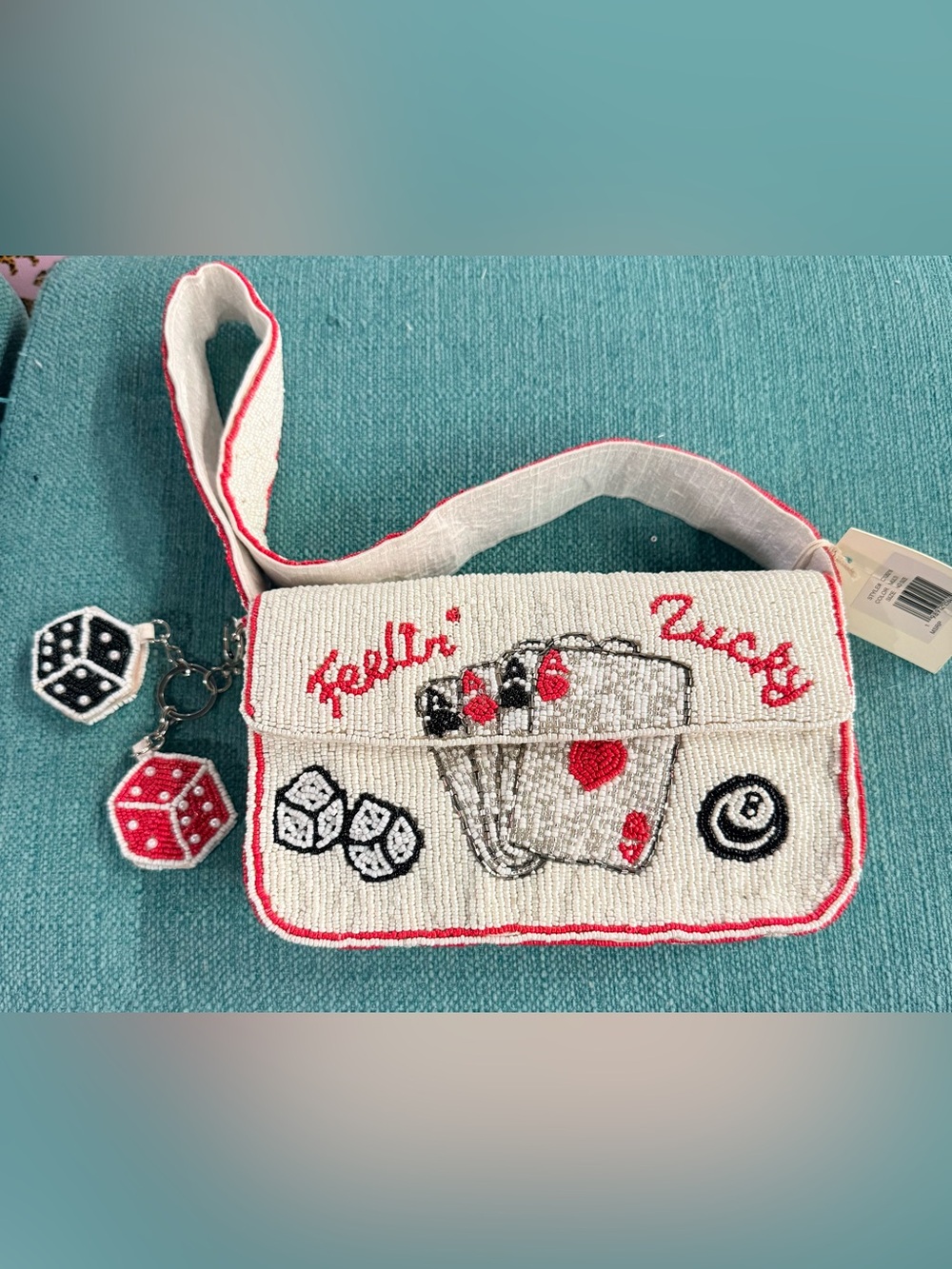 NWT VIRAL BEADED FEELING LUCKY SHOULDER BAG WITH CHARMS